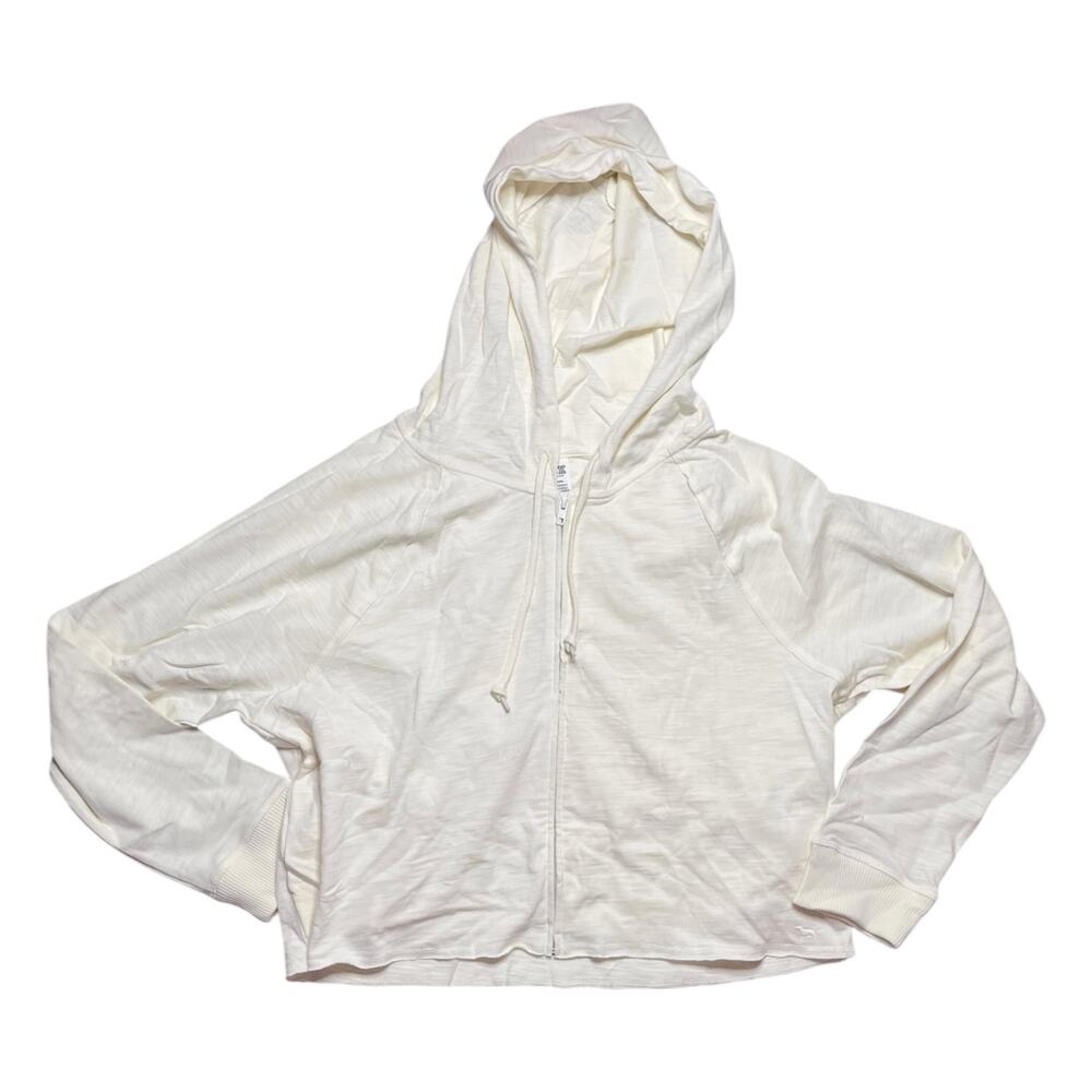 Victoria's Secret PINK Summer Lounge Cotton Zip-Up Hoodie Creamer Size Large